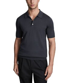 【送料無料】 レイス メンズ ポロシャツ トップス Manor Merino Wool Slim Fit Polo Shirt Blue Smoke