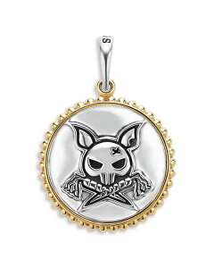 SX Y ANZT[ lbNXE`[J[Ey_ggbv LAGOS Men's 18K Yellow Gold & Sterling Silver Anthem Krunch Emblem Disc Pendant - 100% Exclusive Silver/Gold S[h