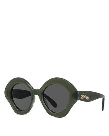 【送料無料】 ロエベ レディース サングラス・アイウェア アクセサリー Curvy Geometric Sunglasses 49mm Green/Gray Solid