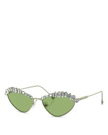 【送料無料】 スワロフスキー レディース サングラス・アイウェア アクセサリー Oval Sunglasses 55mm Silver/Green Mirrored Solid