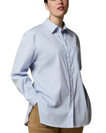 【送料無料】 マリナリナルディ レディース シャツ トップス Striped Cotton Shirt Light Blue