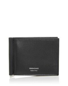 tFK Y ANZT[ z U[ Ferragamo Leather Money Clip Bifold Wallet Nero.