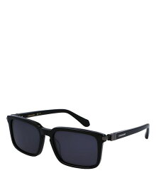 【送料無料】 フェラガモ レディース サングラス・アイウェア アクセサリー Prisma Rectangular Sunglasses 56mm Black/Blue Solid