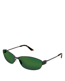 【送料無料】 バレンシアガ レディース サングラス・アイウェア アクセサリー Mercury Rectangular Metal Sunglasses 65mm Gray/Green Mirrored Solid