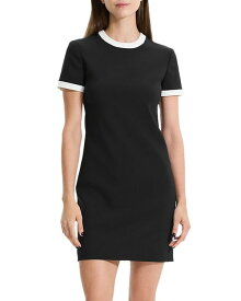 【送料無料】 セオリー レディース ワンピース トップス Short Sleeve Ringer Mini Sheath Dress Black/Ivory