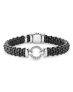 ���S�X ���f�B�[�X �A�N�Z�T���[ �u���X���b�g�E�o���O���E�A���N���b�g LAGOS Black Caviar Ceramic Bracelet with Sterling Silver and Diamonds White/Black �z���C�g