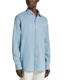 【送料無料】 ゼニア メンズ シャツ トップス Cashco Bleached Denim Regular Fit Button Down Shirt Bright Blue