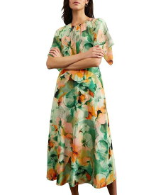 【送料無料】 ホッブスロンドン レディース ワンピース トップス Limited Rosemoor Floral Print Silk Midi Dress Green Orange