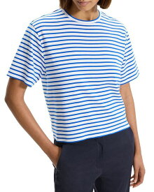 【送料無料】 セオリー レディース Tシャツ トップス Striped Boxy Crewneck Tee Wave Multi