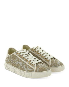 ���F���T�[�` �����Y �V���[�Y �X�j�[�J�[ ���[�X Versace Men's Lace Up Low Top Sneakers Beige/Off White �I�t�z���C�g