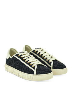 ���F���T�[�` �����Y �V���[�Y �X�j�[�J�[ ���[�X Versace Men's Lace Up Low Top Sneakers Black/Off White �I�t�z���C�g
