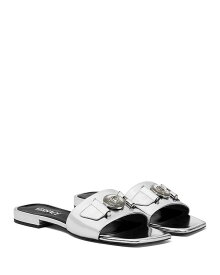 【送料無料】 ヴェルサーチ レディース サンダル シューズ Women's Medusa Medallion Flat Slide Sandals Silver