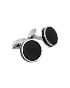 ^eIVA Y ANZT[ JtX{^ Tateossian Enamel Round Cufflinks Black ubN