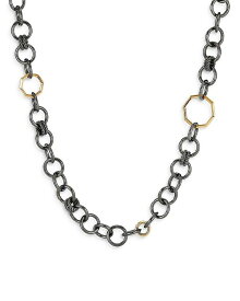 【送料無料】 デイビット・ユーマン レディース ネックレス・チョーカー・ペンダントトップ アクセサリー Sterling Silver & 18K Yellow Gold Stax Round Link Necklace 36" Black