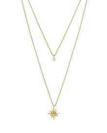 【送料無料】 エティカ レディース ネックレス・チョーカー・ペンダントトップ アクセサリー Cubic Zirconia & Starburst Layered Pendant Necklace in 18K Gold Plated 15"-17" Gold