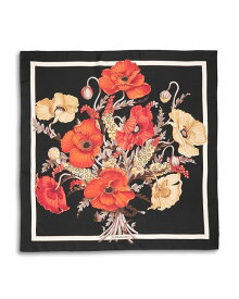 【送料無料】 フェラガモ レディース マフラー・ストール・スカーフ アクセサリー Poppies Print Silk Scarf Black/Orange