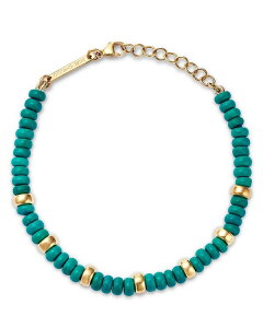 ]C`bR fB[X ANZT[ uXbgEoOEANbg Zoe Chicco 14K Yellow Gold Gemstone Beads Turquoise Rondelle Link Bracelet Blue/Gold u[