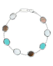 【送料無料】 イッポリスタ レディース ブレスレット・バングル・アンクレット アクセサリー Sterling Silver 925 Polished Rock Candy Multi Stone Oval Link Bracelet Multi/Silver