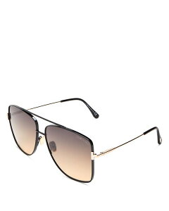 gEtH[h fB[X ANZT[ TOXEACEFA Black/Gray Tom Ford Women's Reggie Brow Bar Aviator Sunglasses, 61mm