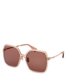 【送料無料】 マックスマーラ レディース サングラス・アイウェア アクセサリー Square Sunglasses 59mm Pink/Brown Solid