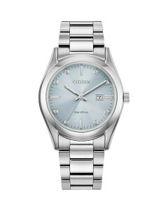 �V�`�Y�� ���f�B�[�X �A�N�Z�T���[ �r���v Citizen Eco-Drive Sport Luxury Watch 33mm Blue/Silver �u���[
