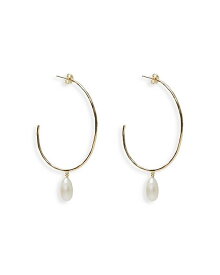 【送料無料】 アルジェントヴィーヴォ レディース ピアス・イヤリング アクセサリー Large Cultured Freshwater Pearl Hoop Earrings White/Gold