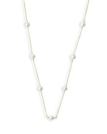 【送料無料】 アルジェントヴィーヴォ レディース ネックレス・チョーカー・ペンダントトップ アクセサリー Imitation Pearl Station Necklace in 18K Gold Plated Sterling Silver 16" White/Gold