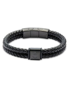【送料無料】 リンクアップ メンズ ブレスレット・バングル・アンクレット アクセサリー Anchor Braided Leather Bracelet Black