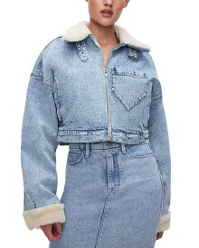 【送料無料】 グッドアメリカン レディース ジャケット・ブルゾン アウター Uniform Sherpa Trim Denim Cropped Jacket Blue 585