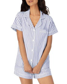 【送料無料】 ベッドヘッドパジャマ レディース ナイトウェア アンダーウェア Striped Cotton Short Pajamas Set Blue