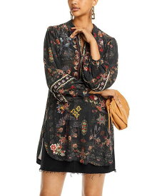 【送料無料】 ジョニーワズ レディース シャツ トップス Aggie Embroidered Silk Tunic Multi