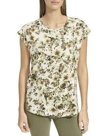 【送料無料】 マークニューヨーク レディース Tシャツ トップス Floral Print Cap Sleeve Tee Forest