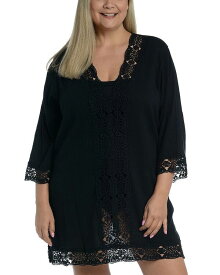 【送料無料】 ラブランカ レディース シャツ トップス Plus Island Fare Lace Trim Swim Cover Up Tunic Black