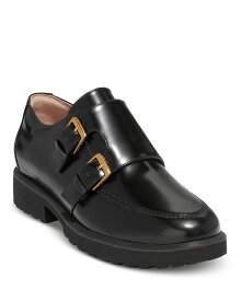 【送料無料】 コールハーン レディース オックスフォード シューズ Women's Greenwich Leather Monk Strap Oxfords Black Leather