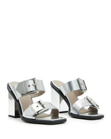 【送料無料】 オールセインツ レディース サンダル シューズ Women's Camille Mule Square Toe High Heel Sandals Metallic Silver