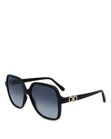 【送料無料】 フェラガモ レディース サングラス・アイウェア アクセサリー Rectangular Gancini Sunglasses 57mm Black/Blue Gradient