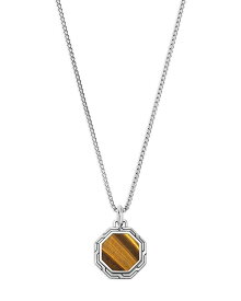 【送料無料】 ジョン・ハーディー メンズ ネックレス・チョーカー・ペンダントトップ アクセサリー Men's Sterling Silver Tiger Eye Pendant Necklace 22" Brown/Silver