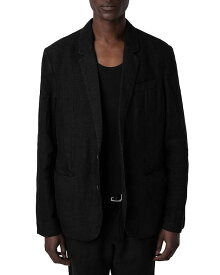 【送料無料】 ザディグ エ ヴォルテール メンズ ジャケット・ブルゾン ブレザー アウター Viks Linen Regular Fit Blazer Noir