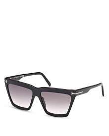【送料無料】 トム・フォード レディース サングラス・アイウェア アクセサリー Eden Geometric Sunglasses 56mm Black/Gray Gradient