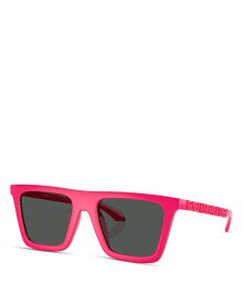 【送料無料】 ヴェルサーチ レディース サングラス・アイウェア アクセサリー Greca Rectangular Sunglasses 53mm Pink/Gray Solid