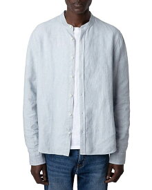 【送料無料】 ザディグ エ ヴォルテール メンズ シャツ トップス Stan Linen Regular Fit Button Down Band Collar Shirt Ciel