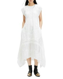 【送料無料】 オールセインツ レディース ワンピース トップス Gianna Embroidered Cotton Dress Off White