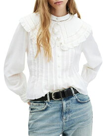 【送料無料】 オールセインツ レディース シャツ トップス Olea Removable Collar Pintuck Shirt White