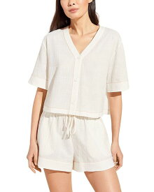 【送料無料】 エバージェイ レディース ナイトウェア アンダーウェア Woven Crinkle Short Pajamas Set Ivory Cany