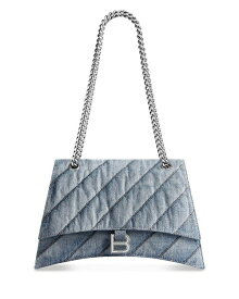 【送料無料】 バレンシアガ レディース ハンドバッグ バッグ Crush Medium Quilted Chain Bag Denim Blue/Silver