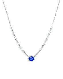 【送料無料】 メイラティ レディース ネックレス・チョーカー・ペンダントトップ アクセサリー 14K White Gold Blue Sapphire & Diamond Halo Oval Pendant Necklace 18" Blue/White