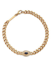 【送料無料】 ゾイチッコ レディース ブレスレット・バングル・アンクレット アクセサリー 14K Yellow Gold Curb Chain Marquise Blue Sapphire Halo Bracelet Blue/Gold