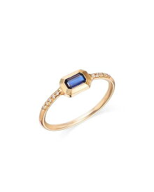 【送料無料】 ゾイチッコ レディース リング アクセサリー 14K Yellow Gold Emerald Cut Blue Sapphire Pave Diamond Band Ring Blue/Gold