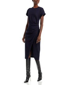 【送料無料】 フレーム レディース ワンピース トップス Faux Wrap Midi Dress Navy