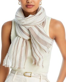 【送料無料】 ヴィンス レディース マフラー・ストール・スカーフ アクセサリー Cotton Variegated Stripe Scarf Brown/White